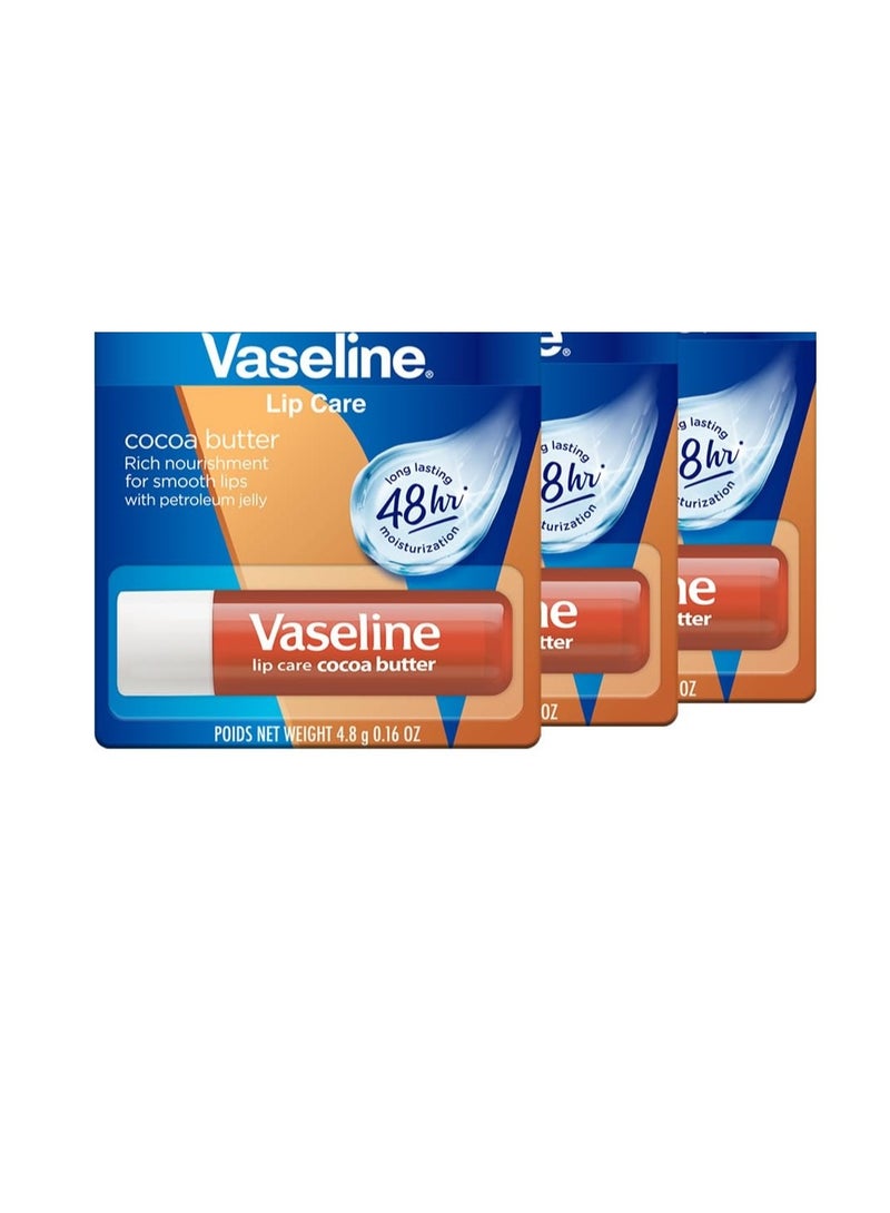 فازلين للعناية بالشفاه بزبدة الكاكاو، مرطب شفاه 4.8 غرام (عبوة من 3 قطع) - Image 1